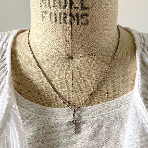 Sterling Silver & Cubic Z Cross Pendant Necklace - Picture 1 of 9